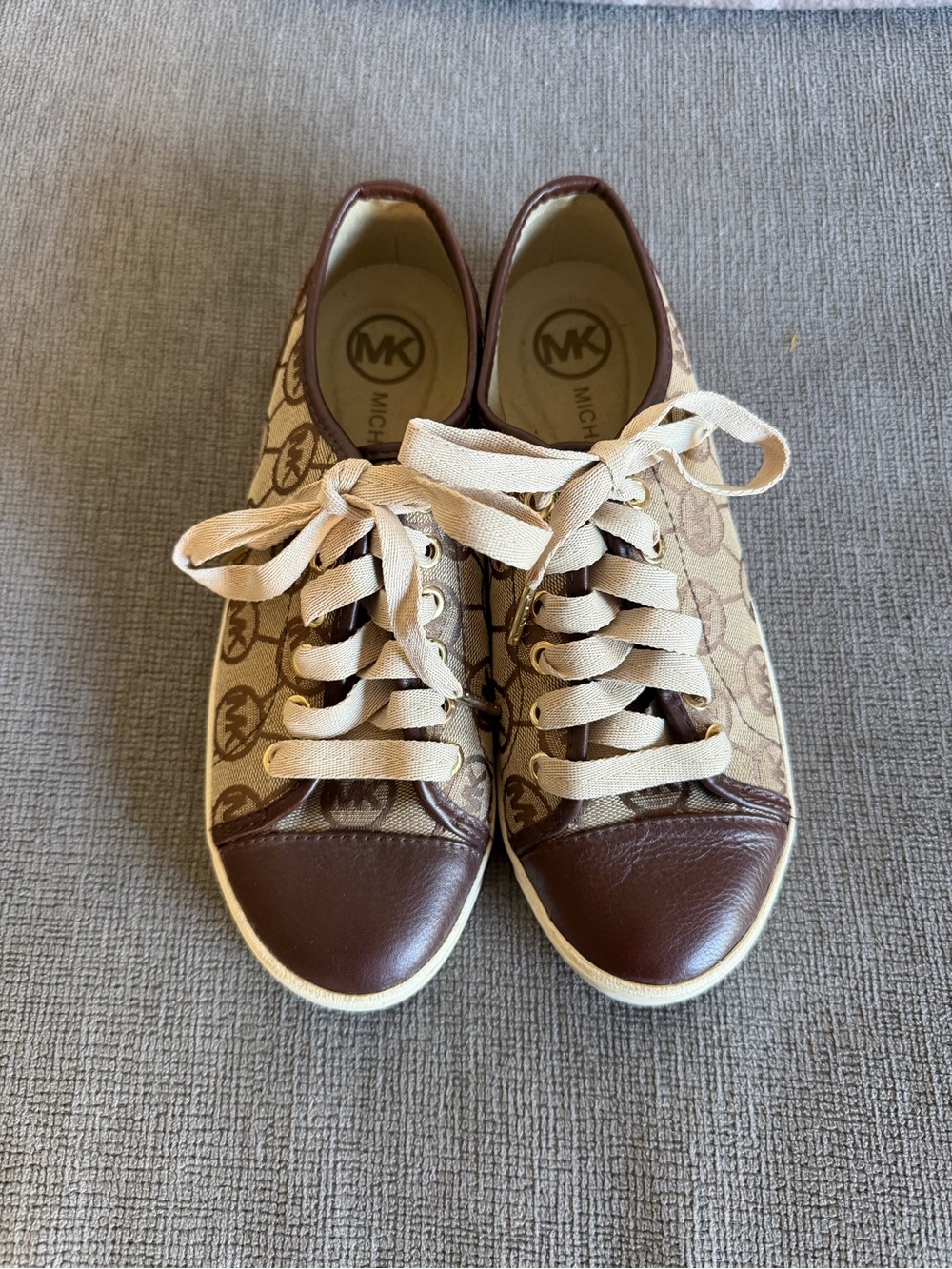 Michael Kors Brown and Tan Logo Canvas Sneakers